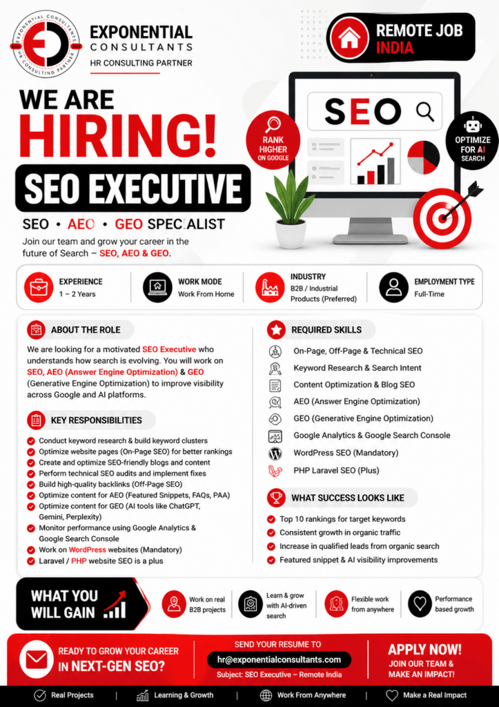 SEO Executive Job Remote India